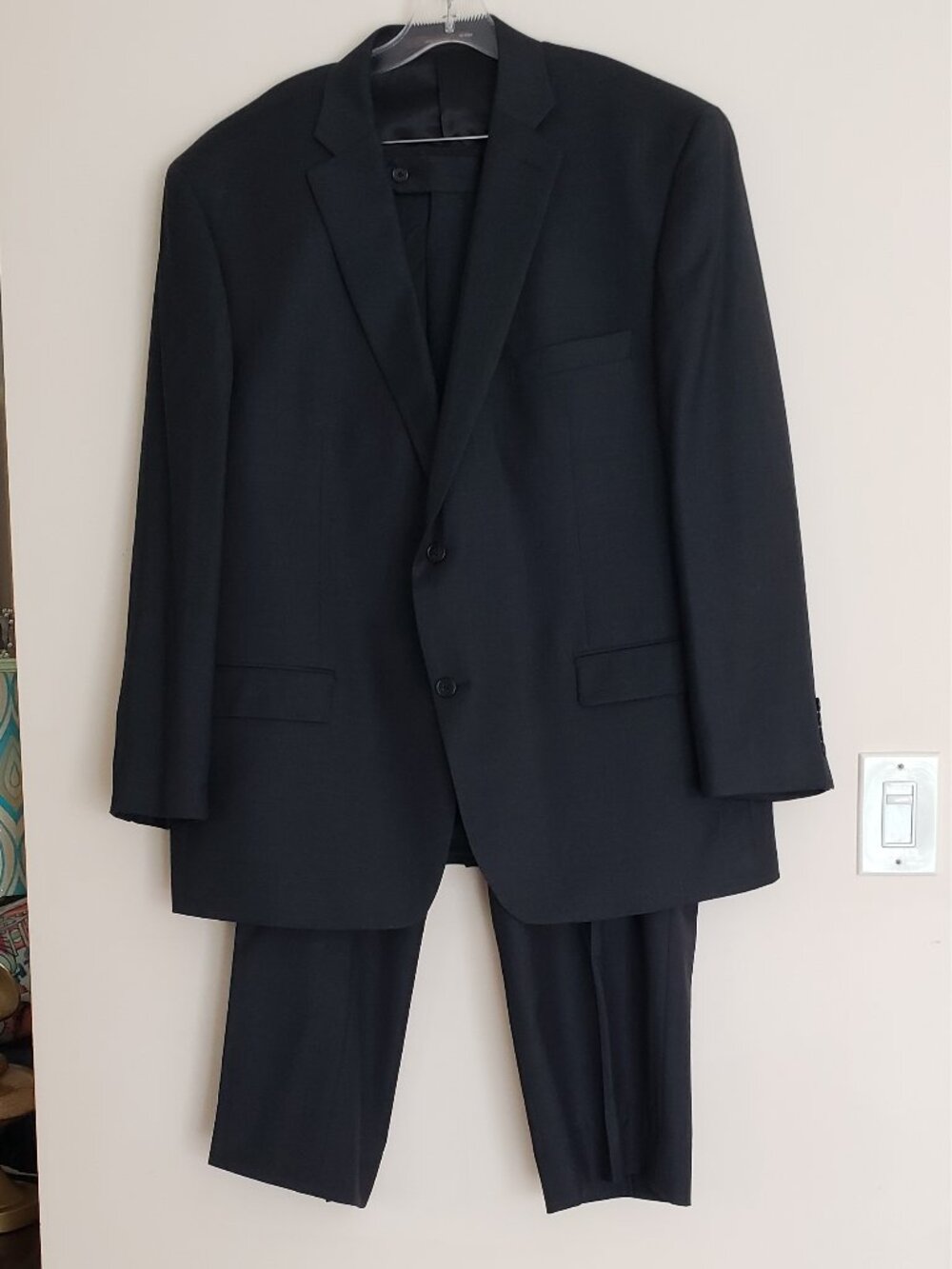Tasso Elba Mens 50R Charcoal /Gray Wool Blazer Jacket Pants 45x29 Pleated Macy’s